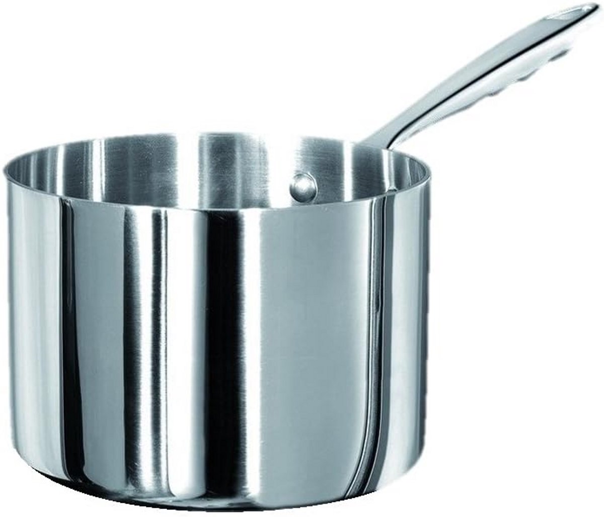 Diepe Aluminium Steelpan met Stalen Handvat - 16 cm - Anti-aanbaklaag - Geschikt voor Gas, Elektrisch en Verwarmingsfornuis - Ovenbestendig