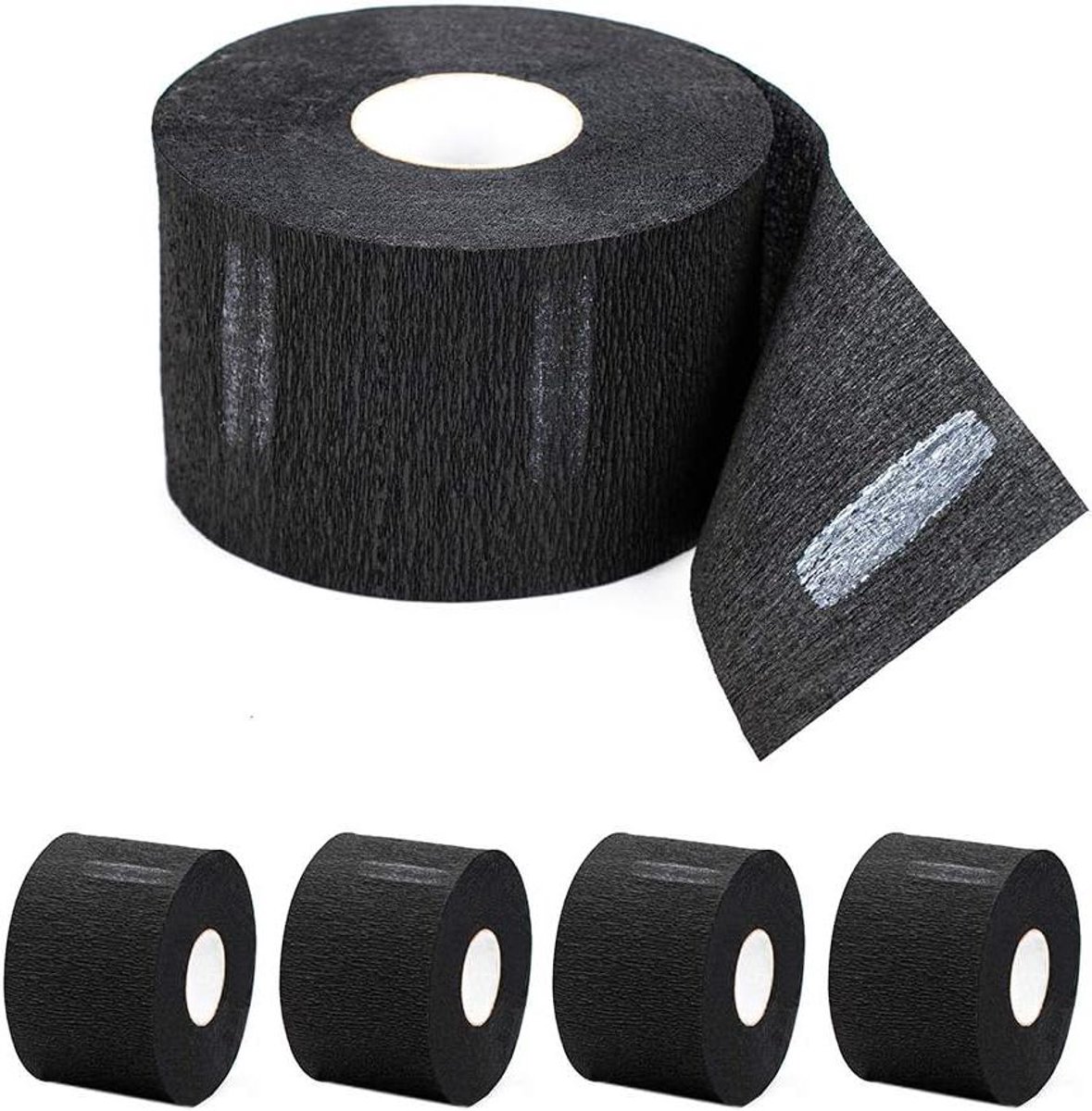 Kapper Hals Strips - Papier Nekband - Haar Styling - Professioneel Elastisch - 5 Rollen - Zwart