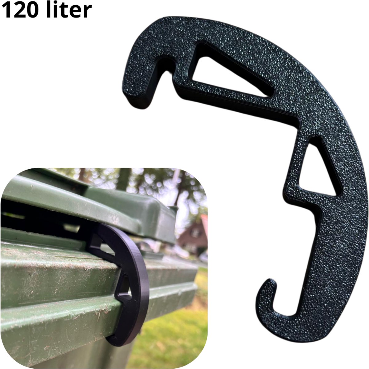 Container clip 120 Liter - zwart - Stevig materiaal - afvalcontainerclip voor natuurlijke ventilatie