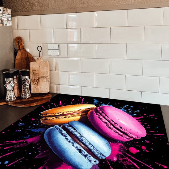 KitchenYeah® Protection plaque induction 60x60 cm - Macarons - rose - coloré - Protege plaque de cuisson - Couvre plaque induction - Protecteur d'induction - Cuisine