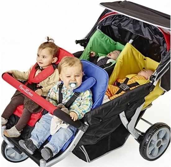 Familidoo 6 Zitplaatsen kinderwagen 2 Plaatsen Geschikt voor 2 newborn baby's MIX van Fa — afbeelding 3