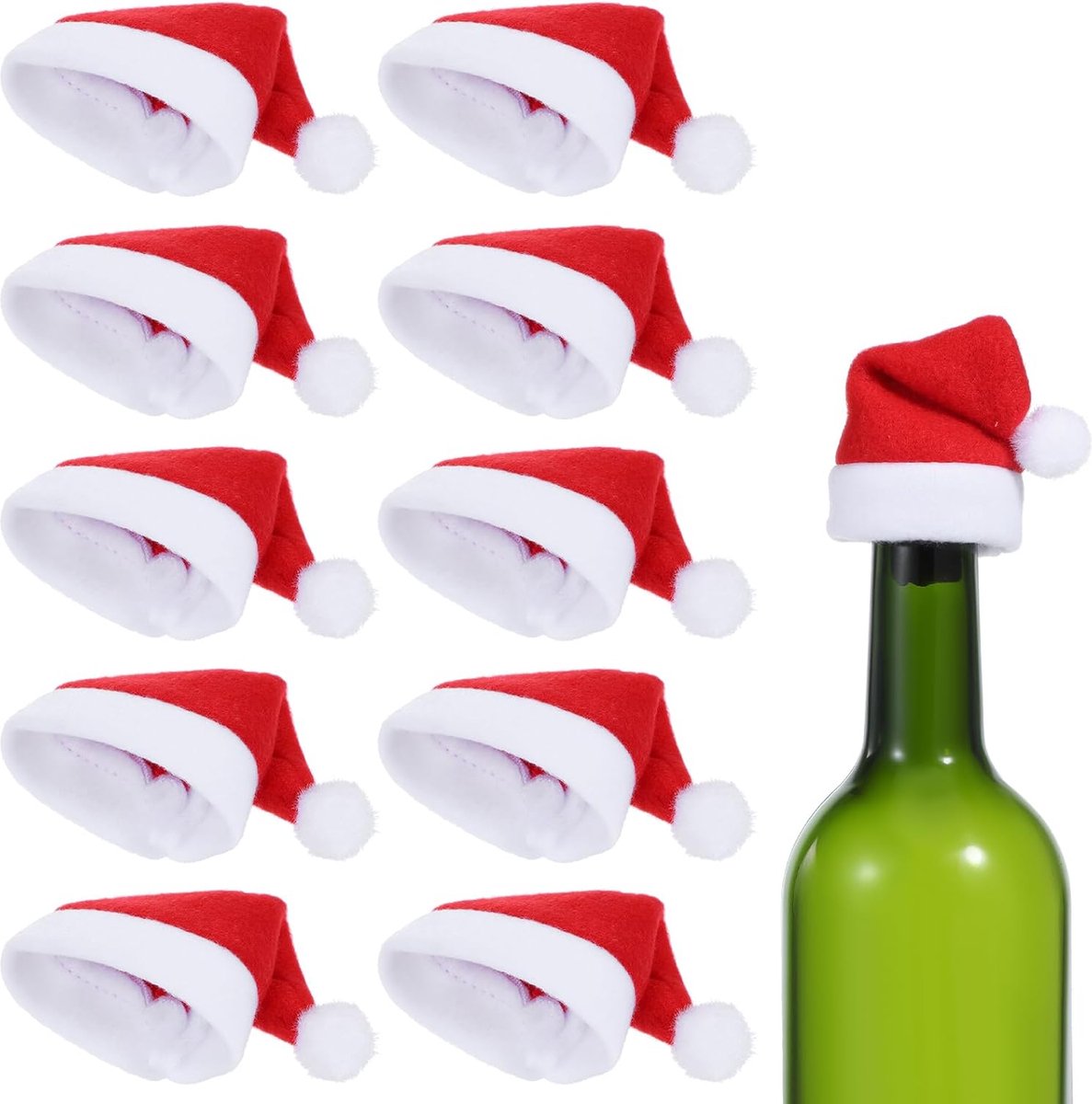 Mini Chapeaux De Noël En Laine - Lot De 60 Pour Décorations DIY, Bouteilles, Poupées Et Petits Objets - Couleurs Assorties Avec Pompons - 5