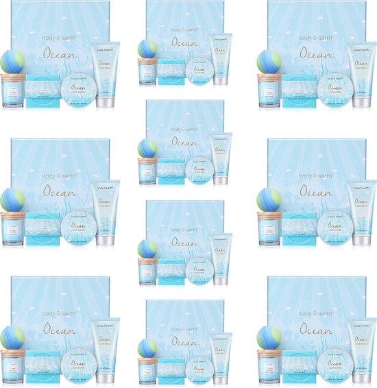 10x Leuke Kerstpakket voor Vrouwen Ocean Breeze - Bundel Voordeelset - Verwenpakket Lichaam - Cadeauset - Geschenkset Dames Feestpakket