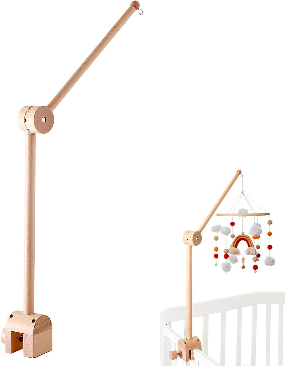 Boxmobiel - Mobiel Houder - Wieg Mobiel - Baby Mobiel Houder Hout - Muziekmobiel Houder Hout - Baby Mobiel Houder Hout - Boxmobiel Houder Hout - Baby Kamer Decoratie - Verstelbare Arm Voor Babybox - Eenvoudig Bevestigen - Verstelbaar - Voor Babybox – foto 4