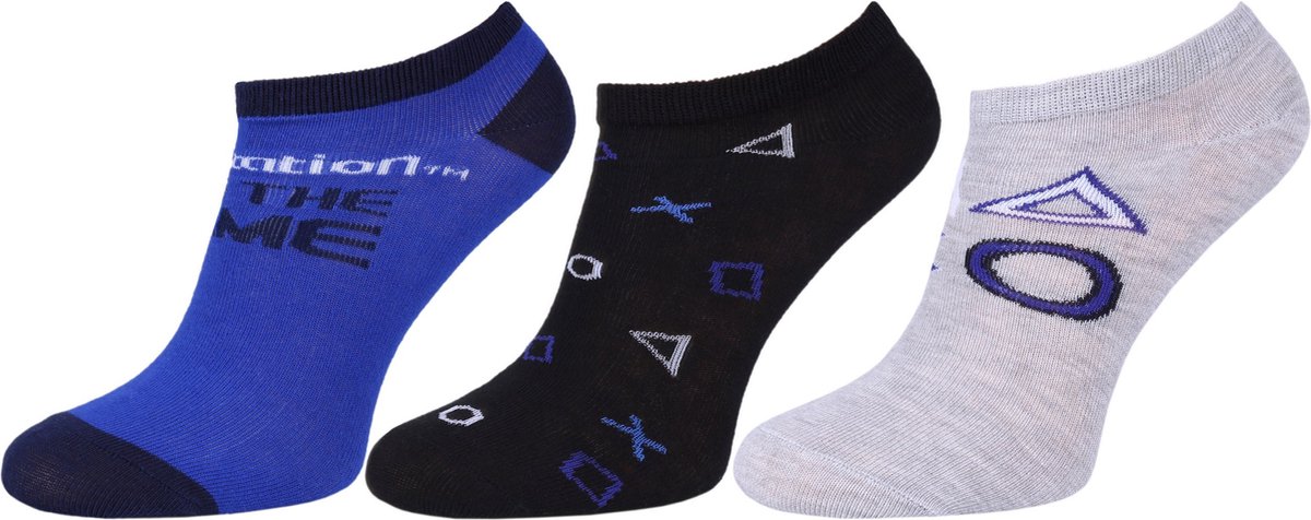 Playstation - 3x Blauwe en Grijze sokken - OEKO-TEX