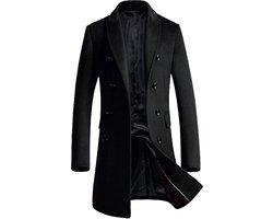Herenjas, winterjas, slim fit, wollen jas, zakelijke herenjas, lange trenchcoat