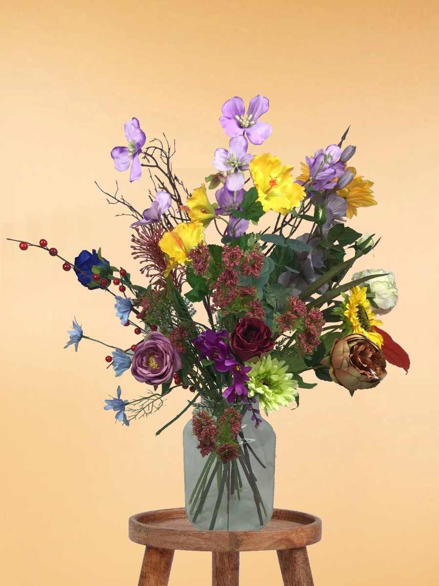 The Bloomistic® – Zijden Boeket – 70-80 cm hoog – Kunstbloemen – 20 stelen – voor haar – nepbloemen – housewarming cadeau – decoratie – decoratie woonkamer