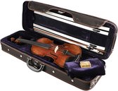 Leonardo LV-5034 viool set 3/4, massief, ebbenhouten fittings, zeer gevlamd esdoorn, incl. luxe koffer en strijksto