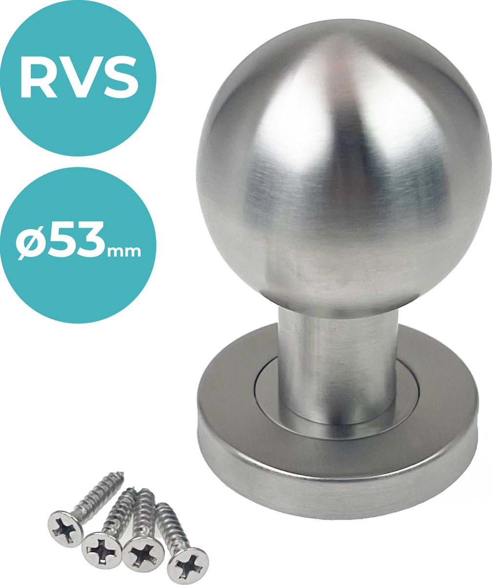 Kierr® Moderne RVS Voordeurknop Globe rond - Deurknop Rond - Deurknop Voordeur - Ronde Knop voor Voordeur - Deurgreep Rond - Gemaakt van RVS