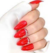 SD Appuyez sur les ongles - No. 160 Enamorada - Ongles à coller avec colle à ongles - Medium Stiletto - Rouge - Set de 20 Ongles
