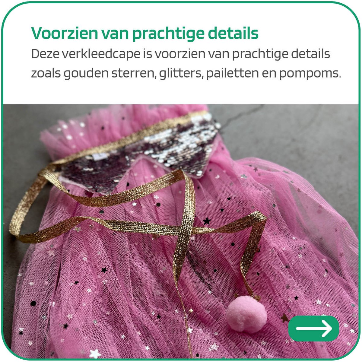 Jobber Toys - Prinsessenjurk Glitter Roze Cape + Kroon + Toverstaf — afbeelding 8