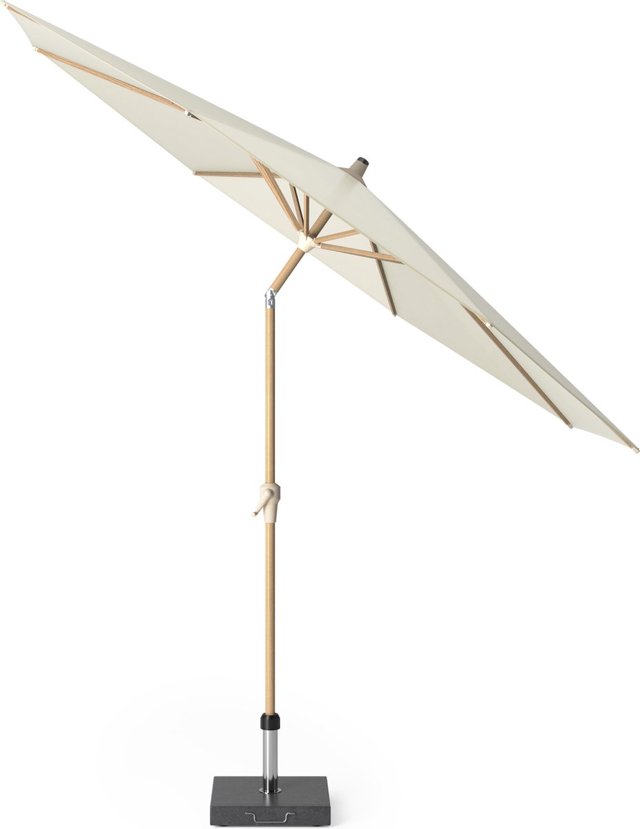 Platinum Sun & Shade - Middenstokparasol - Riva - Ø300cm - Teak Look - Ecru - Kantelbaar - Easy-up draaisysteem - 96% UV protectie