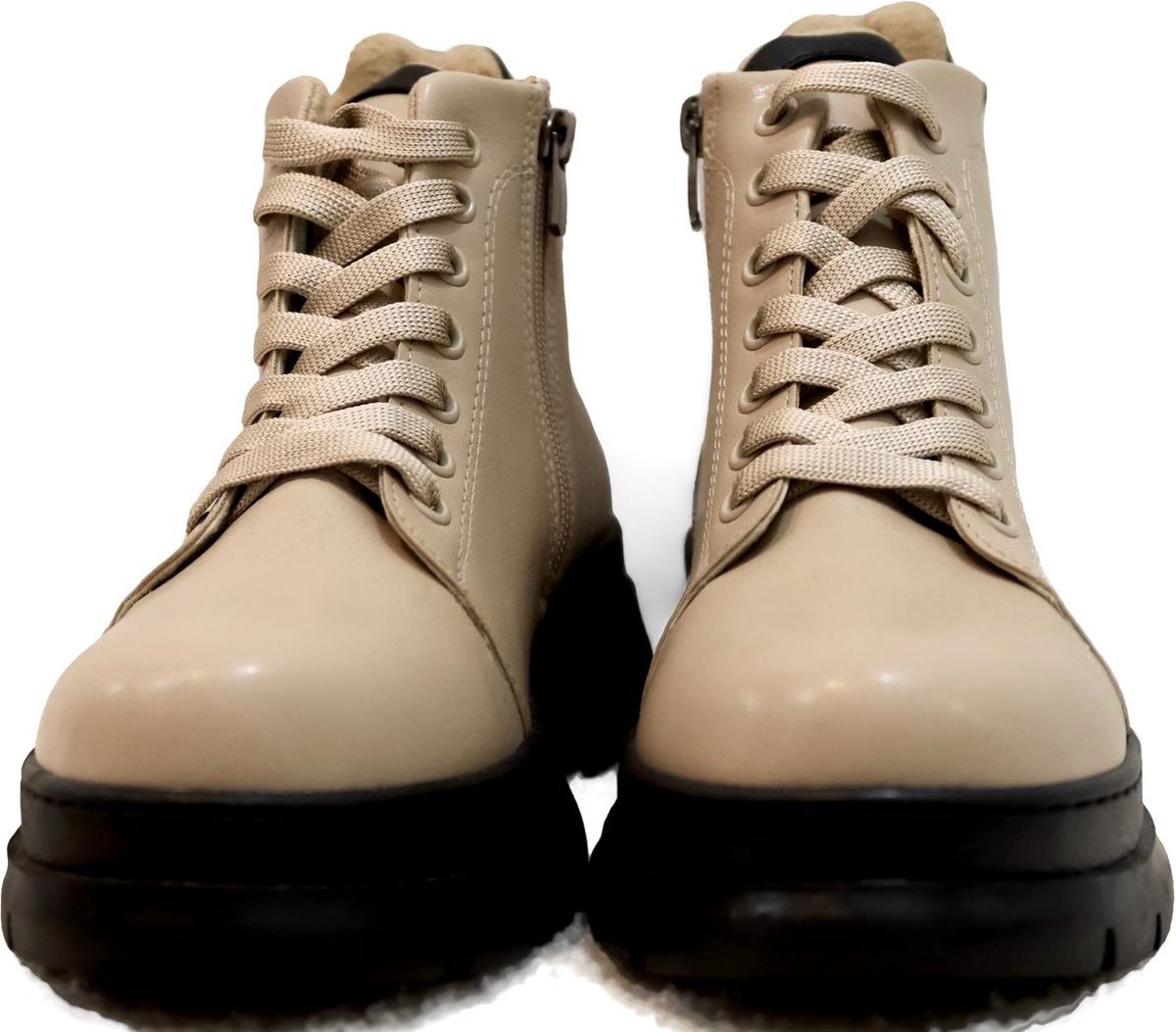 Efrin Veterboots met sluiting - Beige