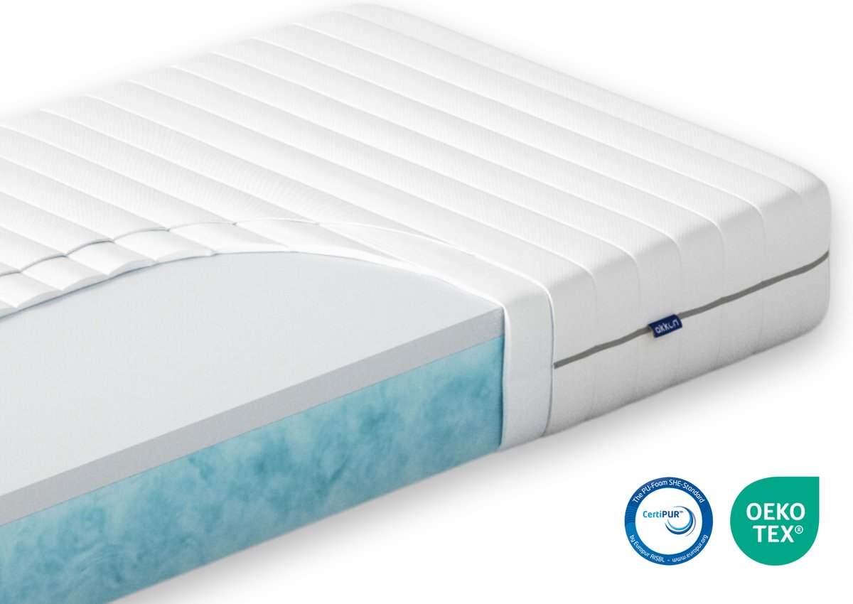 Akkon® NASA Traagschuim Matras 120x200 - 21 cm dik | Traagschuim met Koudschuim - 100 nachten proefslapen