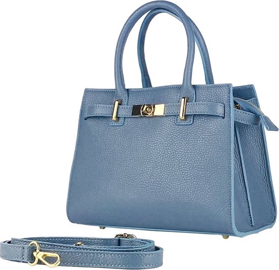 Lanière De Sac à Main Avec Mousquetons Dorés - Faux Cuir Bleu, Style Bandoulière, Neuve Sans étiquette