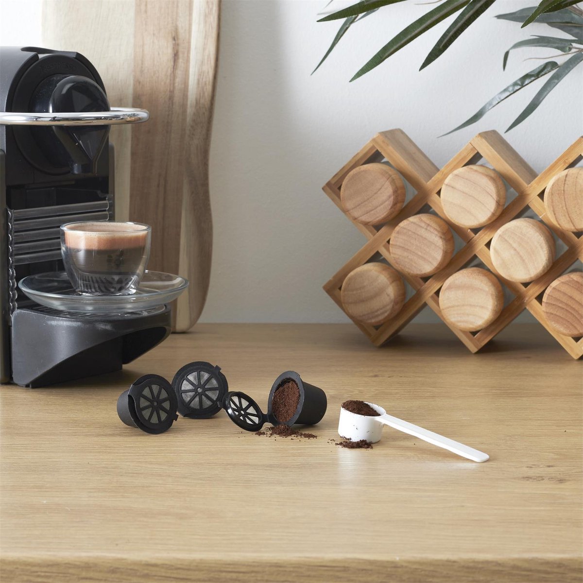 Herbruikbare Nespresso Capsules – Set van 3 Navulbare Koffiecups met Schepje & Reinigingsborsteltje – Duurzaam & Compatibel met Nespresso Machines – Mat Zwart — cadeau in Kookcadeaus - foto 5
