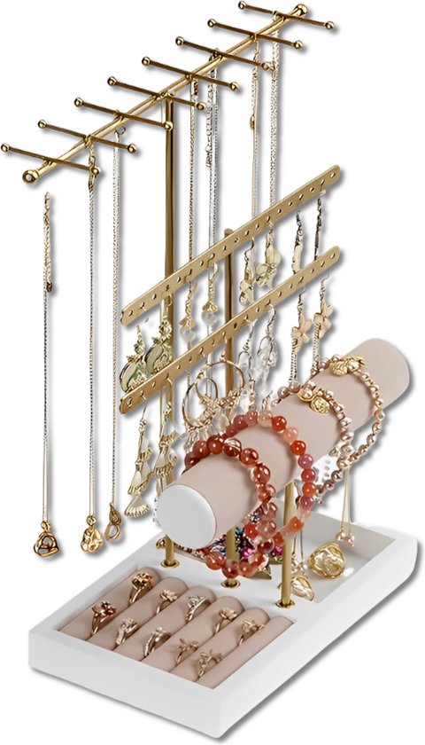 Sieradenrek - Sieradenhouder voor halskettingen - armbanden - Galeara design Grove wit