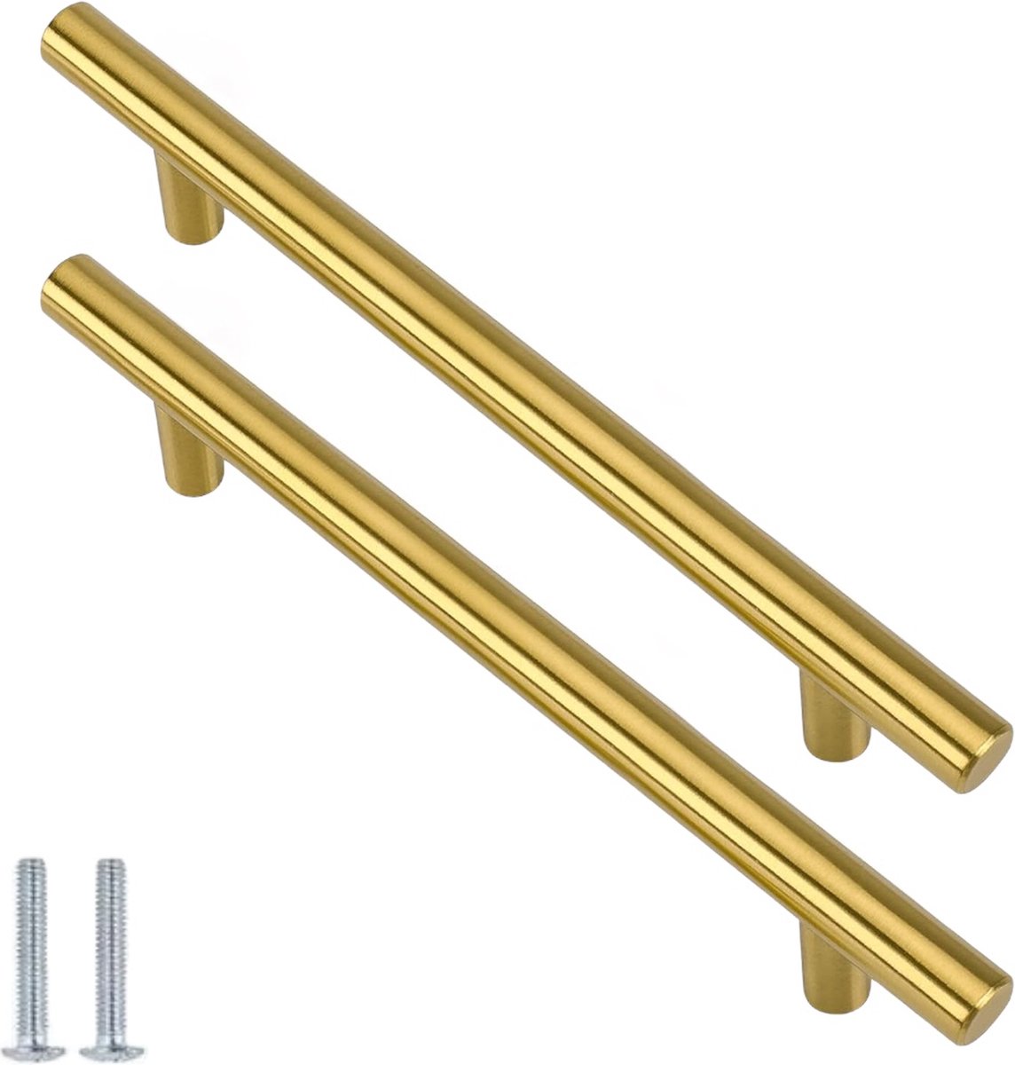 Ultiluxe® RVS gouden handgrepen - 2 stuks - Goudkleurige roestvrij stalen handgreep - Met schroeven - 128 mm - Hartafstand 76 mm - Keukengrepen, kledingkast grepen, meubelgrepen, keukenkasten - 12.8 cm