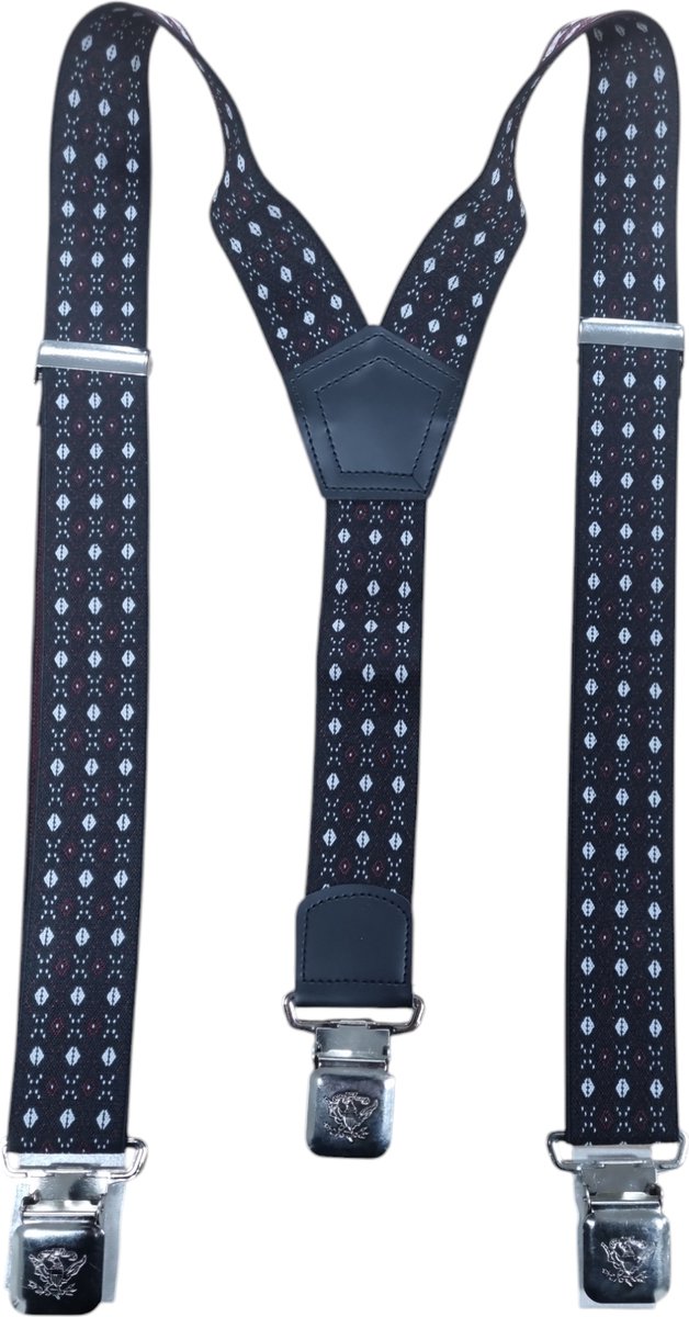 Bretels met stevige sterke brede stalen clips - Rood - Wit - Zwart