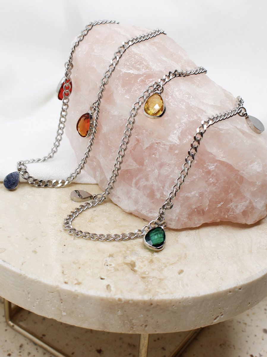 Brillenkoord - Zilveren brillenketting Ella - RVS zilver plated - Met bedels | Sunny Cords