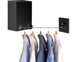 ApexArte® Waslijn Uittrekbaar - Wanddroogrek - Wasdraad - Zwart