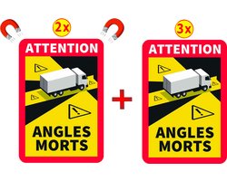 Dode hoek magneet 2x + sticker 3x - Frankrijk - Vrachtwagen | Angles morts (magneet) sticker | Voordeelset 5x Tornitrex®
