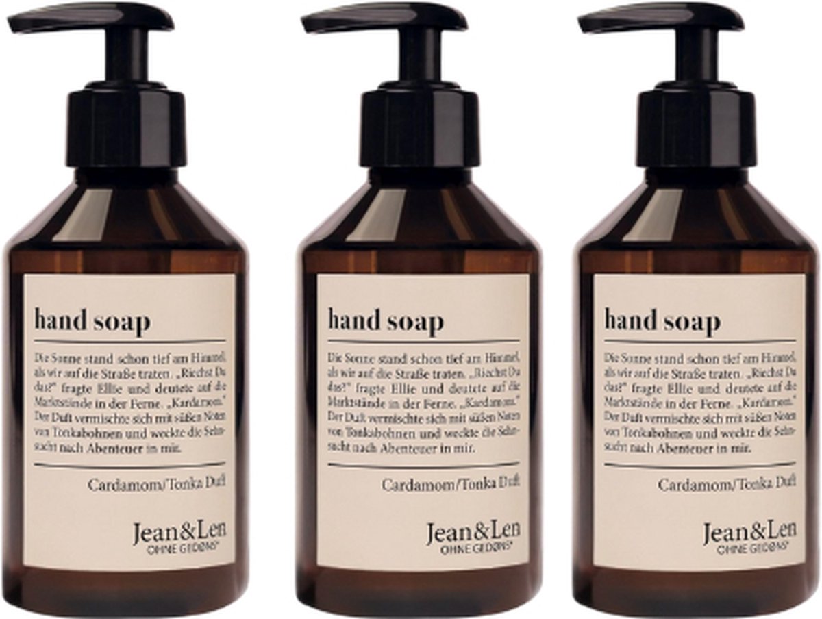 Goedkoopste Jean & Len Handzeep | 3x 250 ml Vloeibare zeep | Cardamom & Tonka | VOORDEELVERPAKKING - 3 stuks Luxe Handzeep