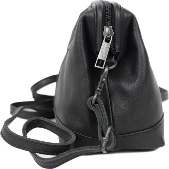 Bear Design Sjanne Sac à bandoulière en cuir avec attelle - Zwart