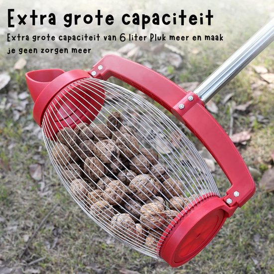 Notenraper - Walnootraper - Notenverzamelaar - Walnoten Raper - Verstelbare Lengte - Rood - Inclusief opbergtas van Merkloos	 — afbeelding 5