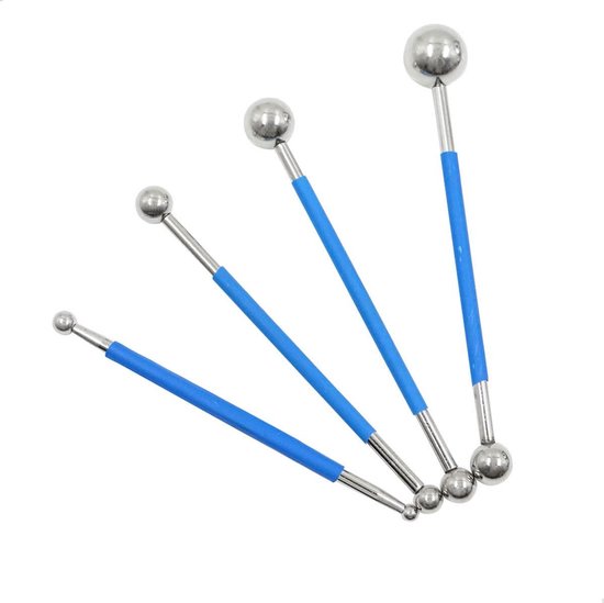 HTML Gereedschap Scraper Kit - Metaal Bal Professioneel Voeggereedschap - Sealant Tool Badkamer Keuken - Pottenbakken Decoreren Gereedschap - Blauw 4 Stuks .