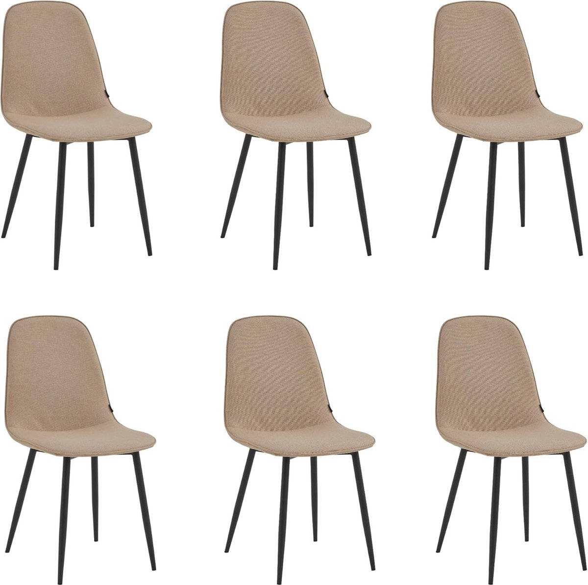 Milou Eetkamerstoelen - Set Van 6 - Taupe - Linnen Stof - Industrieel - Stoelen