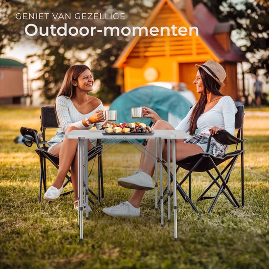 tectake® Campingtafel - 80 x 60 x 68 cm - Opvouwbaar - Draagbare Kampeertafel - Vouwtafel Buiten - Inklapbare Tafel - Weerbestendig - Grijs