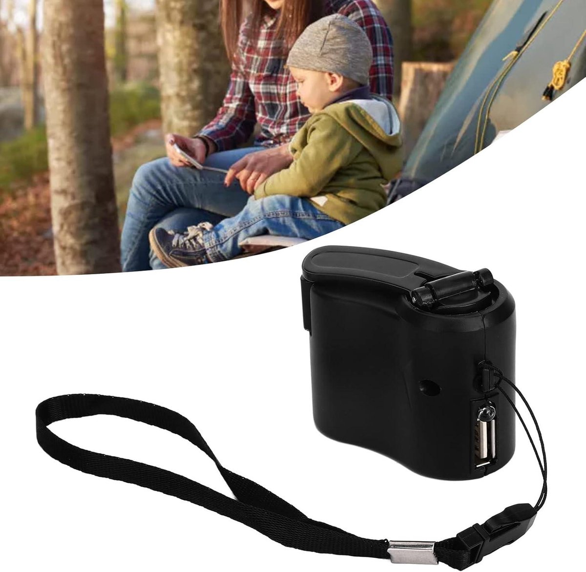 Draagbare USB Hand Crank Telefoon Oplader - Emergency Power Bank voor Outdoor - Wandelen Camping - Zwart . – foto 3