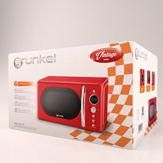 Grunkel - Microondas de diseño Vintage de 20 litros de Capacidad y 700W