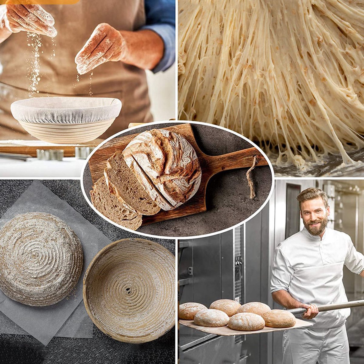Kleine ronde 11cm/4 inch natuurlijke rotan brood bewijzen mand met stoffen voering zuurdesem bannetons fermentatiemand brood bakvorm gereedschap