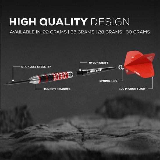 KOTO - Kingbomb Black & Red Darts 28G - Rood - Stevige Ringgrip van Merkloos — afbeelding 5