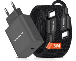 USB C Adapter 25W snellader met USB C naar USB C kabel - 3 Meter - Geschikt voor Samsung Galaxy Tab A7, A8, A9, S20, S24, S23, S22, S21 FE Ultra Plus