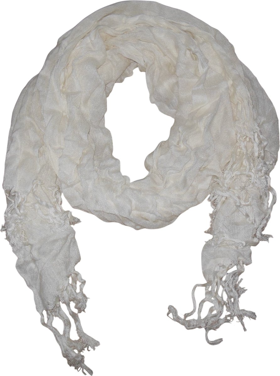 Sjaal cremekleur met rafels