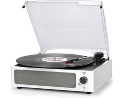 DD® Platenspeler met Speakers - Ingebouwde Speakers - Retro - 37x34x15cm - Retro Wit