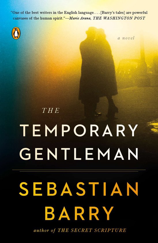 De omslag van 'The Temporary Gentleman', met een silhouet van twee personen en een citaat van The Washington Post.