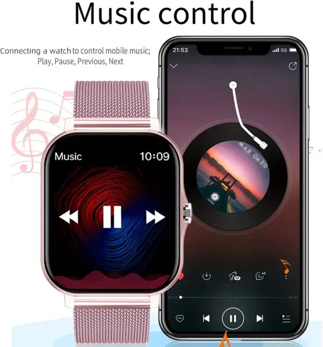 Afbeelding 3 van Livano Smartwatch Digitaal Goud Elegant Design