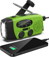 Radio Op Batterijen (Accu) Voor Rampen - Radio Opwindbaar - Noodradio - Noodradio Solar Opwindbaar - Multifunctionele Noodradio - Survival Radio - Zaklamp / Powerbank - Noodpakket - Noodrantsoen - Voor Rampen - Voor Camping - Draagbare Radio - Groen