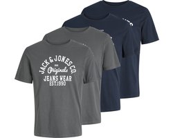 Jack & Jones Heren T-Shirt JJLINO 4-Pack regular fit Veelkleurig L Ronde Hals Volwassenen Opdruk Print Shirts