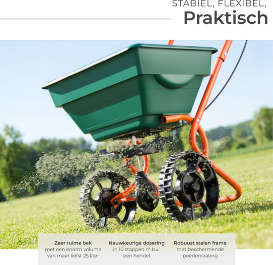 tectake® Strooiwagen - Verstelbaar - Inhoud 25L - Zoutstrooier - Geschikt voor zout, zaaigoed, grit, zand en mest van Tectake — afbeelding 4
