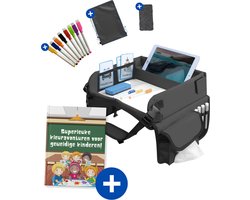 MOVENDO Tablethouder - Reistafel voor Kinderen – Autotafel – Speeltafel Auto – Auto organizer Kinderen - Tekentafel Auto – Opvouwbare Reistafel - Zwart