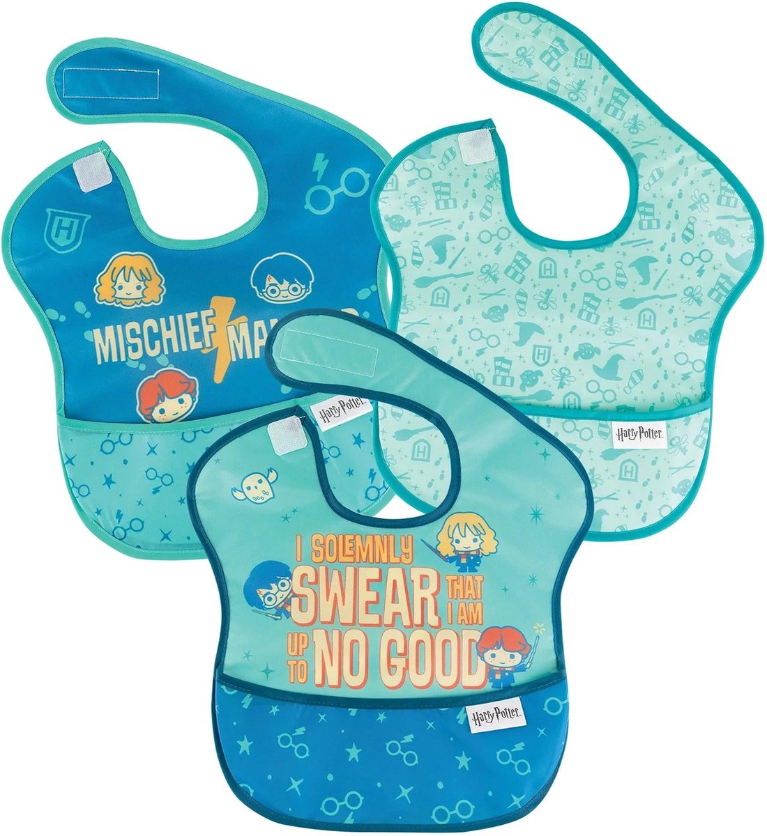 Bumkins - SuperBib® Baby Slab (3 stuks) - Harry Potter™ Mischief Managed (6-24 maanden)