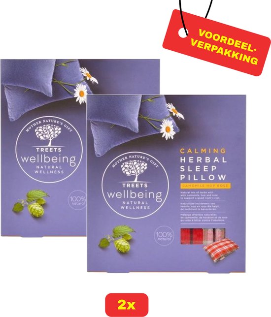 2x Treets Oreiller de sommeil apaisant aux herbes / mélange d'herbes / favorise une bonne nuit de sommeil - Pack économique !