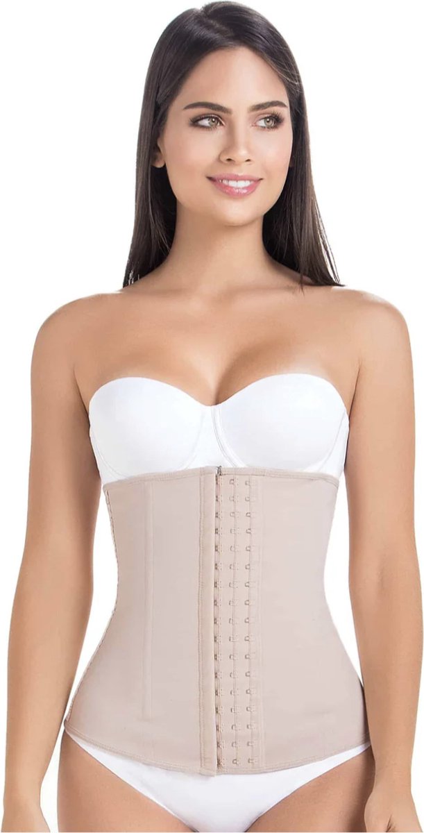 Goedkoopste Maat XL - Waisttrainer - Waist Cincher - Korset - Kleur Beige / Nude - LYCRA - Ondergoed - Latex - Slank - MariaE - Slimwear - Afvallen