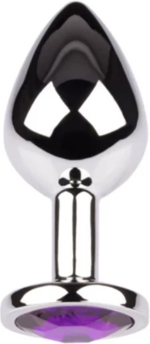Plug It Strass Buttplug Large Zilver/Paars