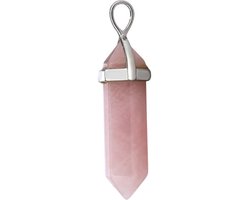 foto van Helende Kristallen Hanger | 1 Stuk | Natuurlijke Gepolijste Edelsteen met Ketting (48cm) voor Reiki, Chakra, Feng Shui | Rozenkwarts